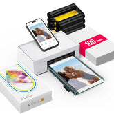 M100 4X6'' Photo Printer, Phone Printer 100 Sheets & 3 Cartridges, Full-Color Photo, Portable Instant Photo Printer For Iphone Android, Thermal Dye Sublimation, Wi-Fi Picture Printer 100 Papers