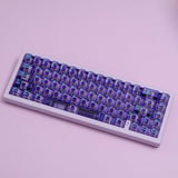114 Keys Transapent Keycaps Pc Material Uv Tranfer Purple Clear Keycaps Set Fit For 61/64/87/104/108 Mechanical Keyboard Cherry Mx Switches