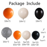 144Pcs Halloween Balloon Arch Garland Kit with Burnt Orange Black White Balloons