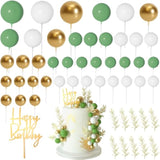 Boho Ball Cake Toppers Green, Gold, & White Grass Insert Decor for Parties