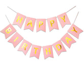 Pink Happy Birthday Banner Party Signs Golden Sparkle Funny Bunting Supplies Garland For Girls Party Decorations Nursery Hanging 13 Pieces