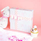 Reversible Baby Shower Wrapping Paper Roll - 17 Inches X 33 Feet (47 Sq. Ft. Ttl.) - Pink Bows & Blue Quilted Diamond Design For Neutral Birthday, Baby Shower, Boys Girls Kids