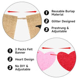 Valentine'S Day Banner - Red Felt Heart Garland And Love Burlap Decorations Banners With Hearts For Mantle, Fireplace, Wall Proposal Valentines Decor