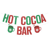 Red & Green Glitter Hot Cocoa Bar Banner Winter Holiday Party Decor