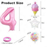 Pink Ice Cream Number 4 Balloon Ice Cream Theme Party Decor