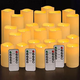 Set of 24 Waterproof Outdoor Flameless Candles, LED Candles with 4 Remote and Timer,(H 4" 5" 6" x D 2.2"),for Christmas,Halloween,Wedding,Festival