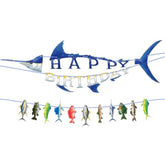 Fishing Happy Birthday Party Banner - Gone Fishing String Hanging Banner With Pre-Strung Fishing Banner Supplies For Boys Litter Fisherman Birthday Party Hanging Wall Decorations
