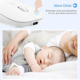 Bluetooth Wireless Mouse Dual Mode(Bluetooth5.2+Usb),Silent Rechargeable Mice With Usb-C To Usb Adapter For Macbook,Laptop,Tablet,Ipad,Pc(White)