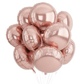 20Pcs 18 Inch Round Foil Balloon, Rose Gold Round Shaped Balloons, Round Shape Foil Aluminum Balloons For Birthday Party Wedding Bridal Shower Celebration Engagement Anniversary Baby Shower Decoration