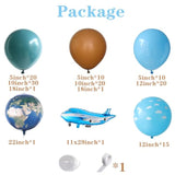 Travel Themed Party Balloon Arch Kit 131Pcs Dusty Blue Coffee Balloon With Globe Plane Aluminium Balloon For Time Flies 1St Birthday Party Retirement Farewell Party Decorations