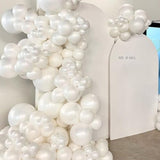 Pearl White Balloons Different Sizes, Double Stuffed Pearl White Balloon Arch, Pearls White Balloon Garland,18 12 10 5 Inch White Balloons For Boho Party, Baby Shower,Birthday,Weddings(Pearl White01)