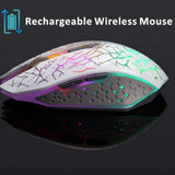K6 Wireless Gaming Mouse, Rechargeable Silent Led Optical Computer Mice With Usb Receiver, 3 Adjustable Dpi Level And 6 Buttons, Auto Sleeping Compatible Laptop/Pc/Notebook (White)