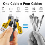 2Pack Multi Usb Charger Cable, 4 In 1 Multiple Fast Charging Cable 6.56Ft/2M With Usb A/Usb C To Usb C/Ip, Data Transfer, Compatible Iphone/Android/Pad/More