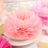 Tissue Paper Chrysanth Flowers With Butterfly And Olive Leaves For Wedding Baby Shower Nursery Room Parties & Events Decorations Pom Poms (Pink)