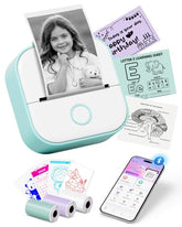 Mini Printer - T02 Sticker Printer Print Pod Portable Thermal Inkless Sticker Maker Bluetooth Pocket Mini Photo Printer Instant Print, Smart Ai App, For Student Study Note, Journal, Diy, Gift