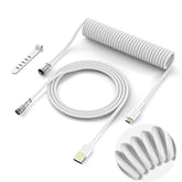 Coiled Keyboard Cable - Detachable Aviator Coiled Cable For Mechanical Gaming Keyboard, Type C To Usb A Mix 5.9In For Gaming Key Board And Cellphone, White