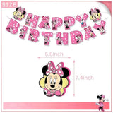 62 Psc For Minnie Birthday Party Supplies Set, Pink Theme, With Banner, Plates, Cups, Utensils, Napkins, Tablecloth