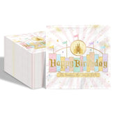 80 Pcs Princess Castle Birthday Paper Napkins Happiest Birthday On Earth Disposable Napkins Pink Pastel Rainbow Castle Napkins For Girls Birthday Party Supplies Table Decor