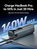 Powerhive 27000mAh Laptop Power Bank, 200W, Built-in and Extra 240W USB-C Cables, Portable Laptop Charger, Digital Display, for iPhone 17/16/15/14/13