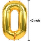 40-Inch Gold Number Balloons 0-9 Foil Mylar for Birthday Parties