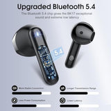 Wireless Earbuds, 2025 Bluetooth 5.4 Headphones In Ear Buds, 40H Hifi Stereo Bluetooth Earbuds With 4 Enc Noise Cancelling Mics, Ip7 Waterproof Earphones With Dual Led Display Usb C, Mini Ultralight