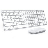 seenda Bluetooth Keyboard and Mouse for Mac, SKM64-2 Multi-Device Rechargeable Slim Wireless Keyboard Mouse Stainless Steel Full Size, Compatible with MacBook Pro/Air, iPad, Mac - White Silver