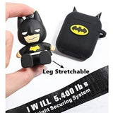 Compatible With Airpods 2 And 1 Charging Case, Cute Cartoon Protective Case Cover With Safety Lanyards, Keychain, & 3D Superhero Figure (Black)