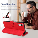For Iphone Xr 2025 Wallet Case, Rfid Blocking 4 Card Slots Holder, Wrist Strap, Leather Shockproof Protective, Stand Folio Flip Cases Cover For Iphone Xr (Red)
