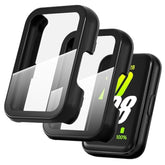 2-Pack For Samsung Galaxy Fit3 Case, Full-Coverage Tempered Glass Screen Protector, Hard Pc Bumper Protective Cover-Black+Black