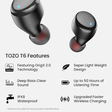 T6 Wireless Earbuds, Bluetooth Ear Buds, Stereo Sound in Ear Headphones, 50 Hours Playtime, AI Clear Call, Wireless Charging Case, APP Customizable