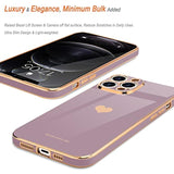 For Iphone 12 Pro Max Case For Women Girl, Cute Love-Heart Luxury Bling Plating Soft Back Cover, Raised Camera Protection Bumper, Silicone Shockproof Phone Case For Iphone 12 Pro Max, Lavender