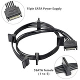 15Pin Sata Male To 5 X 15 Pin Sata Female Hard Drive Power Right Angle Splitte