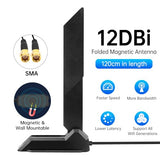 12Dbi Tri-Band Wifi 6E Antenna, 2.4/5/6Ghz High Gain, Rp-Sma Male, Magnetic Base With 1.2M Extension Cable, Long Range, Replacement For Wifi Card & Router Gaming Pc