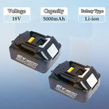 2Pcs Bl1850 Bl1850B 18V 5.0Ah Batteries With Dual Rapid Charger Dc18Rd Compatible With Makita Bl1830 Bl1840 Bl1850 Bl1860 With Makita Radios Dmr1001 Dmr101 Dmr102 Dmr103B Dmr104