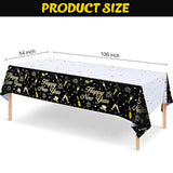 3 Pack 2026 Happy New Year Table Covers 54x108in Black Gold Party Decor