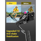 3-Axis?Gimbal Stabilizer For Iphone & Android W/Rgb Light, Handheld Phone Gimbal For Video Recording W/Ai Tracking,1/4 Thread, Extendable Tripod, Padded Carry Bag(Smart X Complete Combo1)