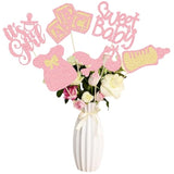 12Pcs Baby Shower Centerpiece Sticks Glitter Tie Onesie Oh Baby Gender Reveal It'S A Girl Table Centerpiece Sticks For Baby Shower Gender Reveal Kids Birthday Party Supplies Pink