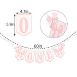 Pink Highchair Banner "ONE" with Bows: Girl's 1st Birthday Decor