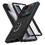 Samsung Galaxy S24 Ultra Case with 2x Screen Protector, Magnetic Stand & Slide Camera Cover, Shock Proof Military-Grade Funda para S24 Ultra Cover - Black