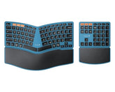 Bluetooth Ergonomic Keyboard, Wireless Split Keyboard With Separate Number Pad, Dual Bluetooth And Usb, Hard Wrist Rest, Rechargeable For Windows/Mac/Android - Blue