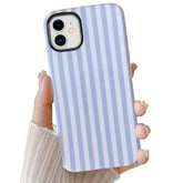 Cute Case For Iphone 12 Mini, Striped Phone Case For Iphone 13 Mini Aesthetic Pattern Design, Hybrid 2-Layer Shockproof Protective Cover For Girls Women (Blue,12Mini/13Mini)