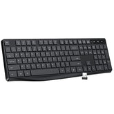 Mk98 Wireless Keyboard, 2.4G Ergonomic, Computer Keyboard, Enlarged Indicator Light, Full Size Pc Keyboard With Numeric Keypad For Laptop, Desktop, Surface, Chromebook, Notebook, Black