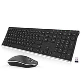 2.4G Wireless Keyboard And Mouse Combo Stainless Steel Ultra Slim Full Size Keyboard And Ergonomic Mice For Computer Desktop Pc Laptop And Windows 11/10/8 Build In Rechargeable Battery