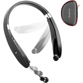 Foldable Bluetooth Neckband Headphones Retractable Sweatproof Noise-Canceling Mic