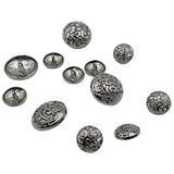 12Pcs Gunblack Hollow Metal Suits Button Set For Blazer, Suits, Sport