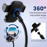 Dual Phone Holder For Car 360° Rotatable Car Mount Long Flexible Neck Adjustable Double Holder Universal Size Fits For Most 2 Phones 2.6"-4.3" Phone (Cradle)