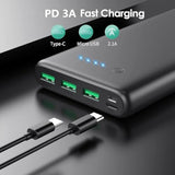 Portable Charger 36800Mah,4 Outputs Power Bank, Dual Input 5V/3A External Battery Pack,Usb-C In&Out High-Speed Charging Backup Charger Compatible With Iphone 16/15/14/13,Samsung S23 Android Phone Etc