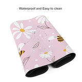Laptop Mouse Pad Daisy Bee Flowers Pink Desk Mat With Stitched Edges 31.5X 11.8 Inch Non-Slip Large Keyboard Rubber Writing Table Mat For Office Home