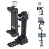 Metal Phone Tripod Mount, Arca Compatible Base with Cold Shoe, 360° Swivel and 180° Tilt Adjustment, Includes Multiple 1/4 Bolt Expansion Ports,
