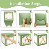 Sage Green Baby Boxes With Letters For Baby Shower, 4Pcs Safari Baby Shower Decorations For Boy Girl Balloon Boxes Gender Reveal Birthday Party Favors